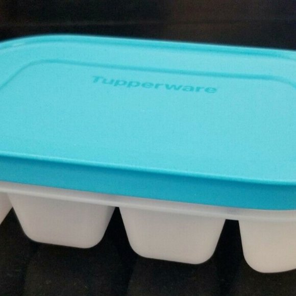Set of 3 New Tupperware Mini FREEZER MATES Ice Cube Tray Silicone Cool Aqua Blue - Picture 2 of 3